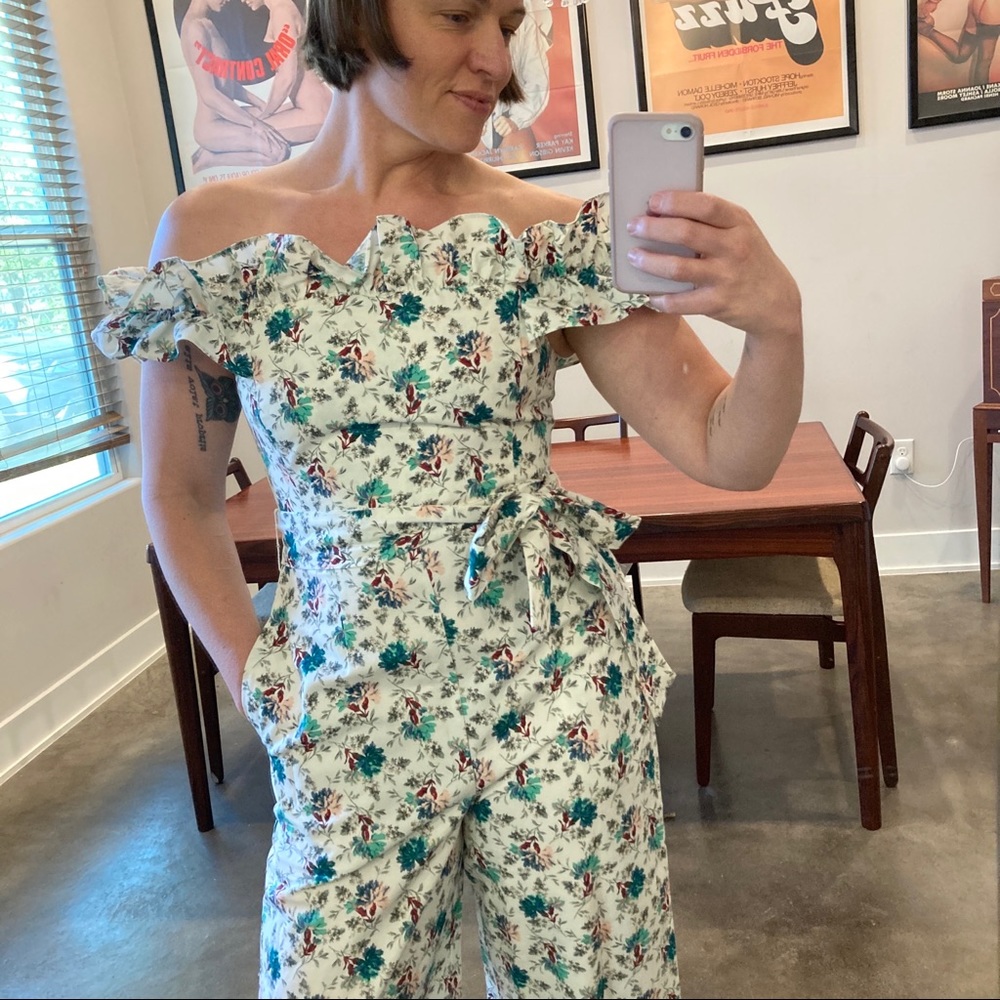 Rebecca Taylor strapless (or not!) cream floral jumpsuit